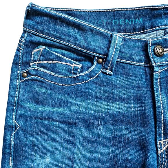 Ariat Turquoise Women's Low Rise Bootcut Med Wash Jeans Western Cowgirl Sz 29L - Picture 5 of 11